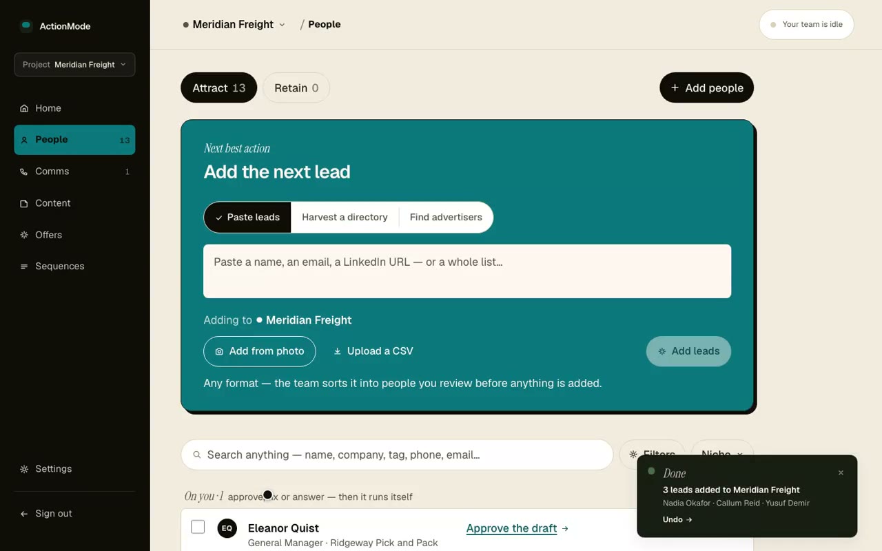 Paste, get leads — screen recording